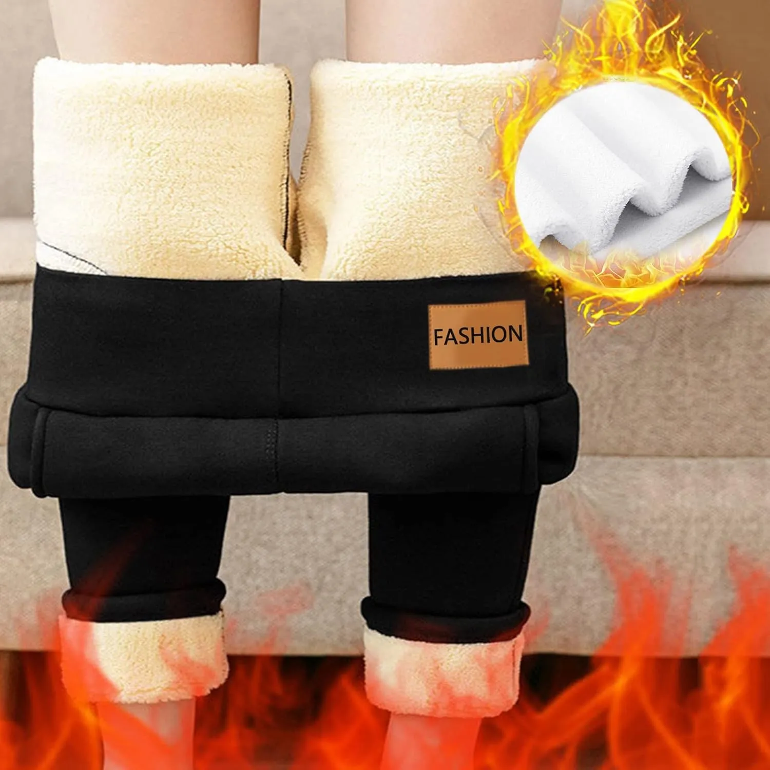 Fleece Lined Pants Women Yoga Pants Elastic High Waist Plush Yoga Pants Thermal Velvet Pants