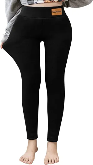 Fleece Lined Pants Women Yoga Pants Elastic High Waist Plush Yoga Pants Thermal Velvet Pants