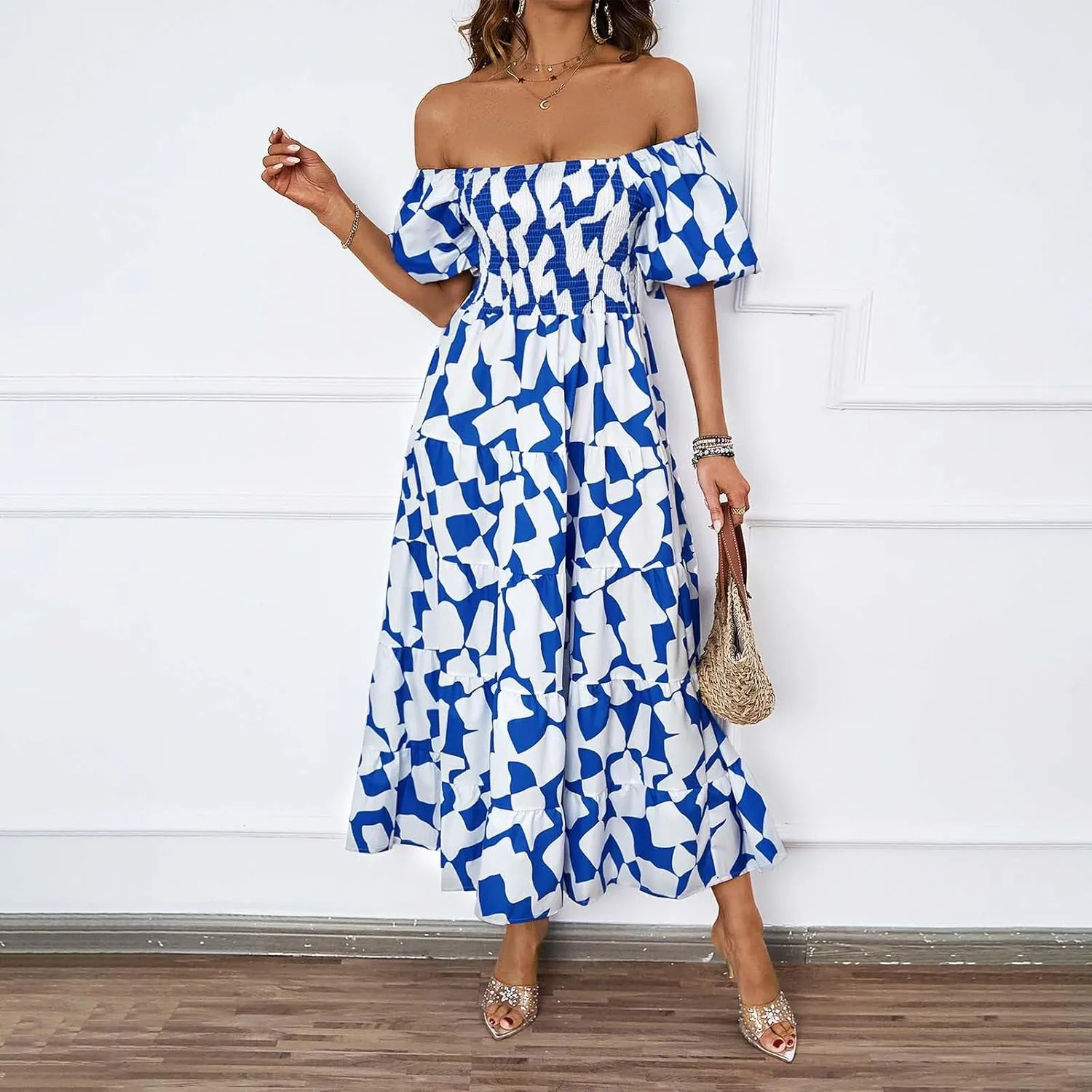 Floral Maxi Dress for Women Boho Dress Y2k Spaghetti Strap Long Flowy Dresses 2025 Casual Summer Beach Sundress