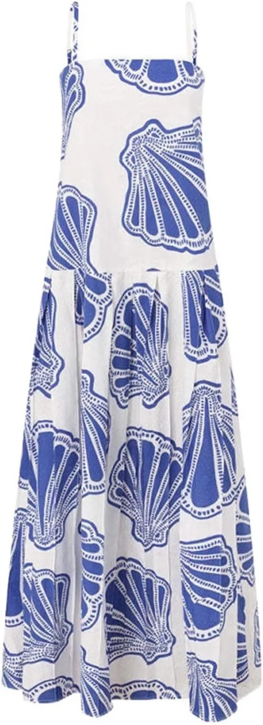 Floral Maxi Dress for Women Boho Dress Y2k Spaghetti Strap Long Flowy Dresses 2025 Casual Summer Beach Sundress