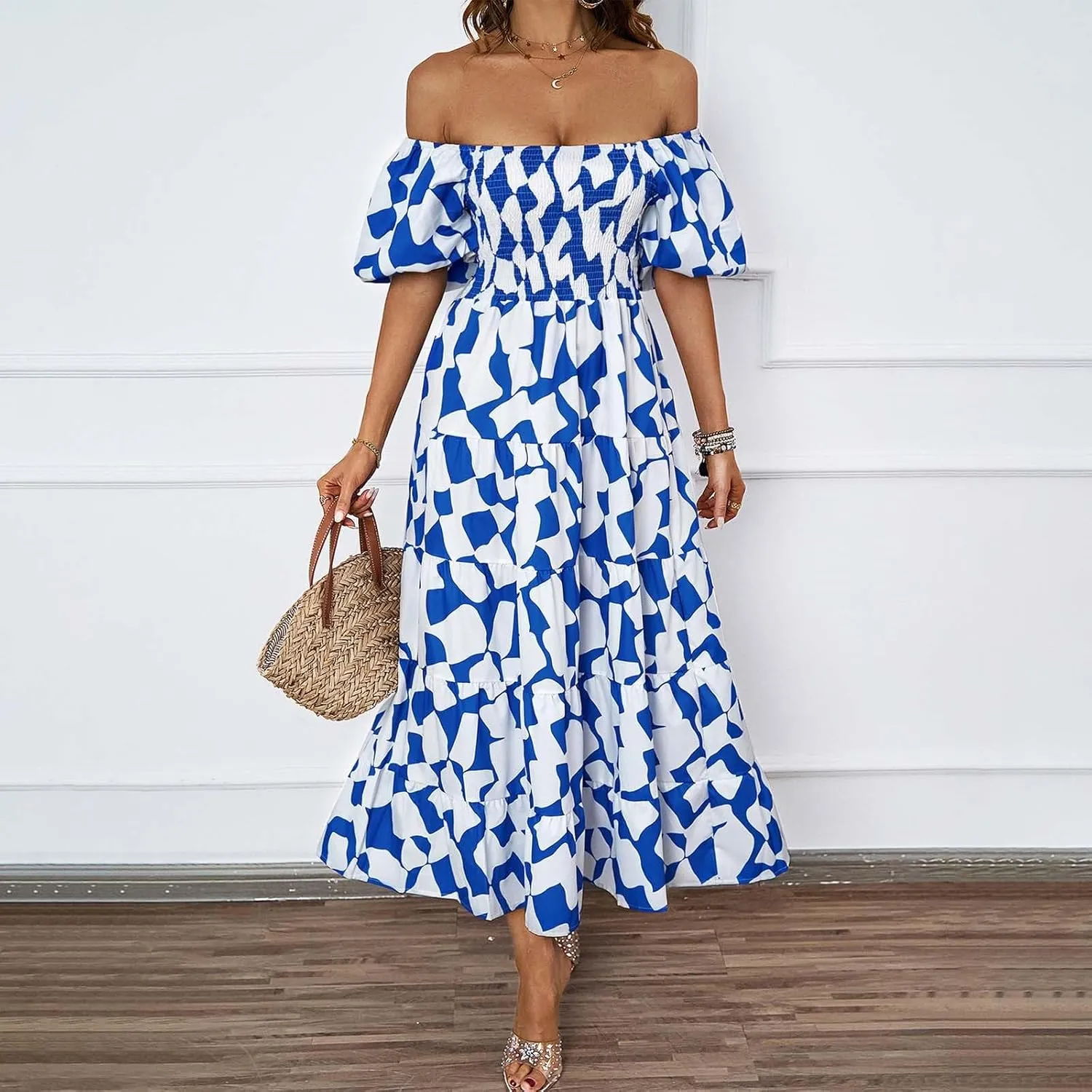 Floral Maxi Dress for Women Boho Dress Y2k Spaghetti Strap Long Flowy Dresses 2025 Casual Summer Beach Sundress