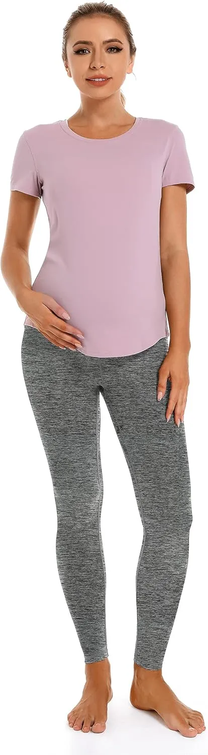 Foucome Women's Maternity Leggings Over The Belly Pregnancy Yoga Pants Workout Athletic Leggings