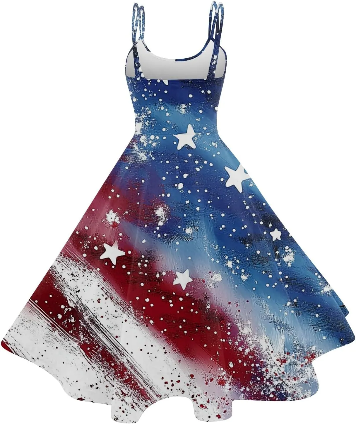 Fourth of July Dresses for Women Midi Red White and Blue Dress Sleeveless Patriotic Dresses Holiday Festival Dress