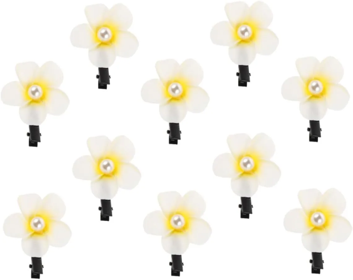 Gatuida 10pcs Plumeria Hair Clips Artificial Flower Hairpins for Women Lightweight Barrettes for Beach Parties Weddings and Summer Events Tropical Hawaiian Hair Accessories