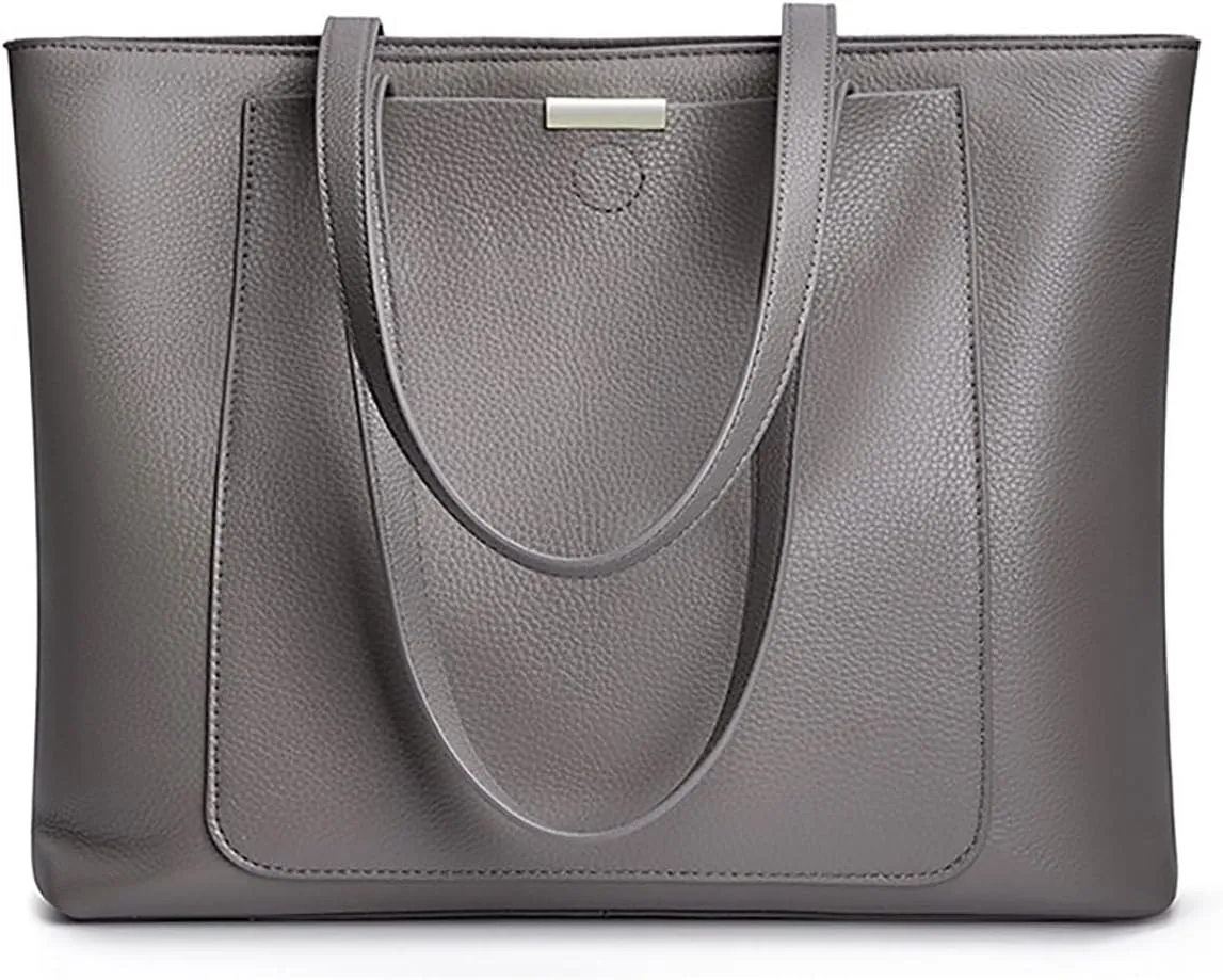 Genuine Leather Tote Bag for Women Work, Women's Leather Shoulder Bags Purses Satchel Handbags with Laptop Compartment
