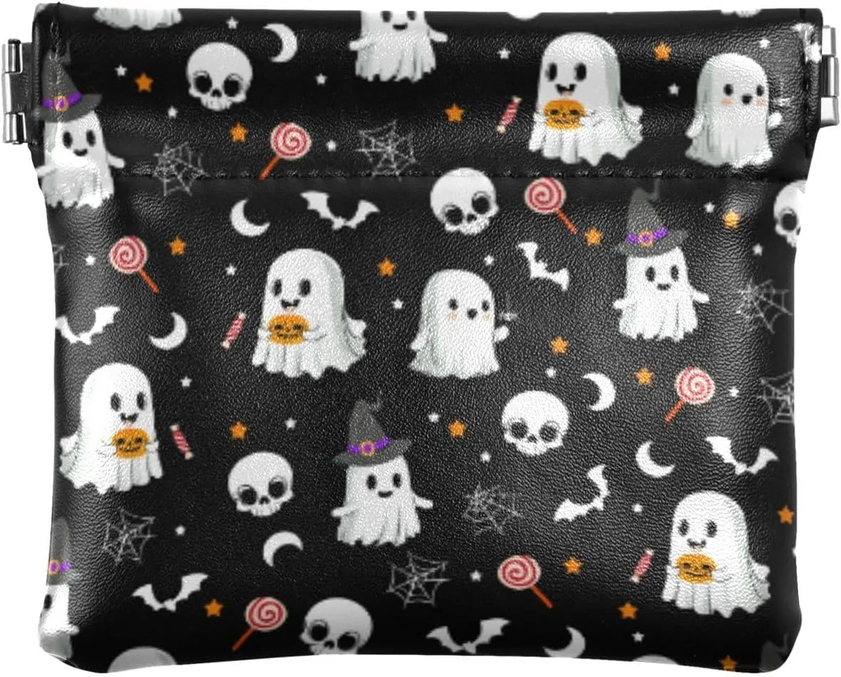 Ghost Squeeze Coin Purse PU Leather Change Purse Pouch Change Holder for Woman