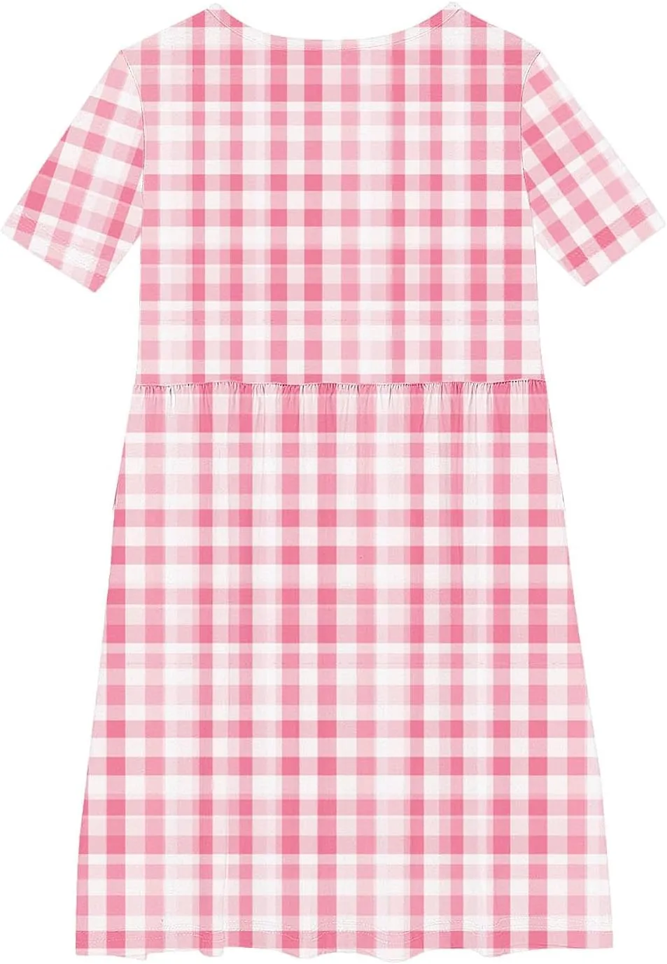 Girls Summer Flower Printed Ballet Dress Short Sleeve Round Neck Pleated Floral Print Beach Sundress Swing Dresses