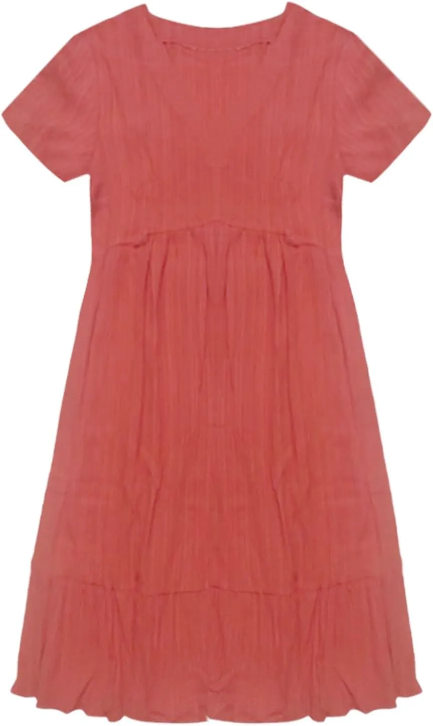GOKKILRW Womens Summer Dresses Casual Short Sleeve Flowy Maternity Dress Lightweight Going Out Nightgowns Midi Beach Sundress
