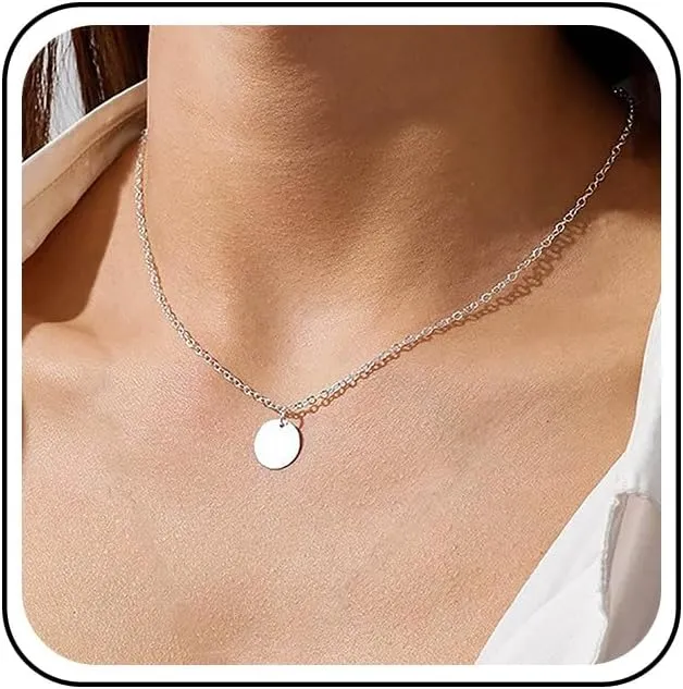 Gold Coin Disc Pendant Necklace Boho Disc Sequins Pendant Necklace Minimalist Coin Charm Necklaces Chain Collar Chain Personality Minimalist Jewelry