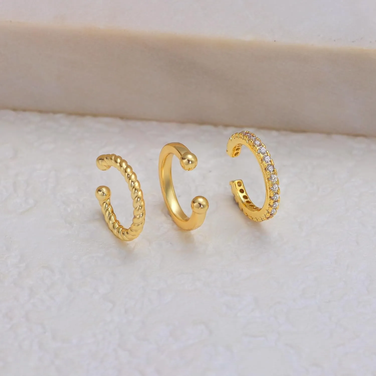 Gold Ear Cuffs for Women Non Piercing, 14K Gold Plated/925 Sterling Silver Ear Cuff Earrings for Women Cartilage Clip On Earrings Trendy Thin Cubic Zirconia Huggie Ear Cuffs for Women Jewelry Gift