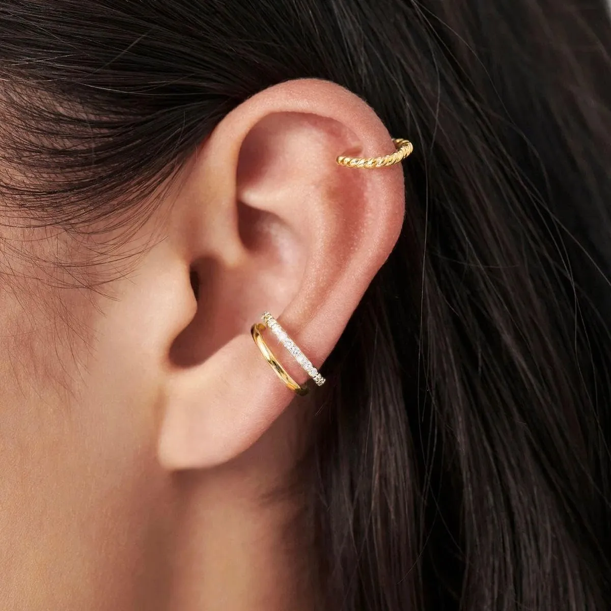 Gold Ear Cuffs for Women Non Piercing, 14K Gold Plated/925 Sterling Silver Ear Cuff Earrings for Women Cartilage Clip On Earrings Trendy Thin Cubic Zirconia Huggie Ear Cuffs for Women Jewelry Gift
