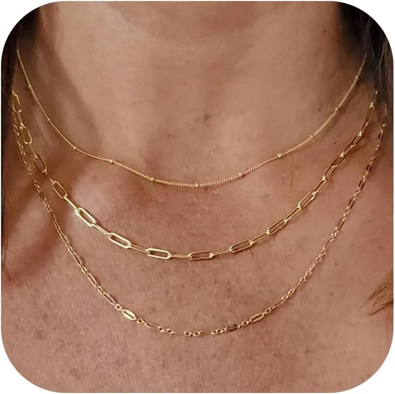 Gold Necklace Stack Layered Necklaces for Women Trendy Gold Heart Coin Necklace Dainty Charm Necklace Chunky Chain Necklace Women Statement Necklace Jewelry Set Gifts Stocking Stuffers for Women
