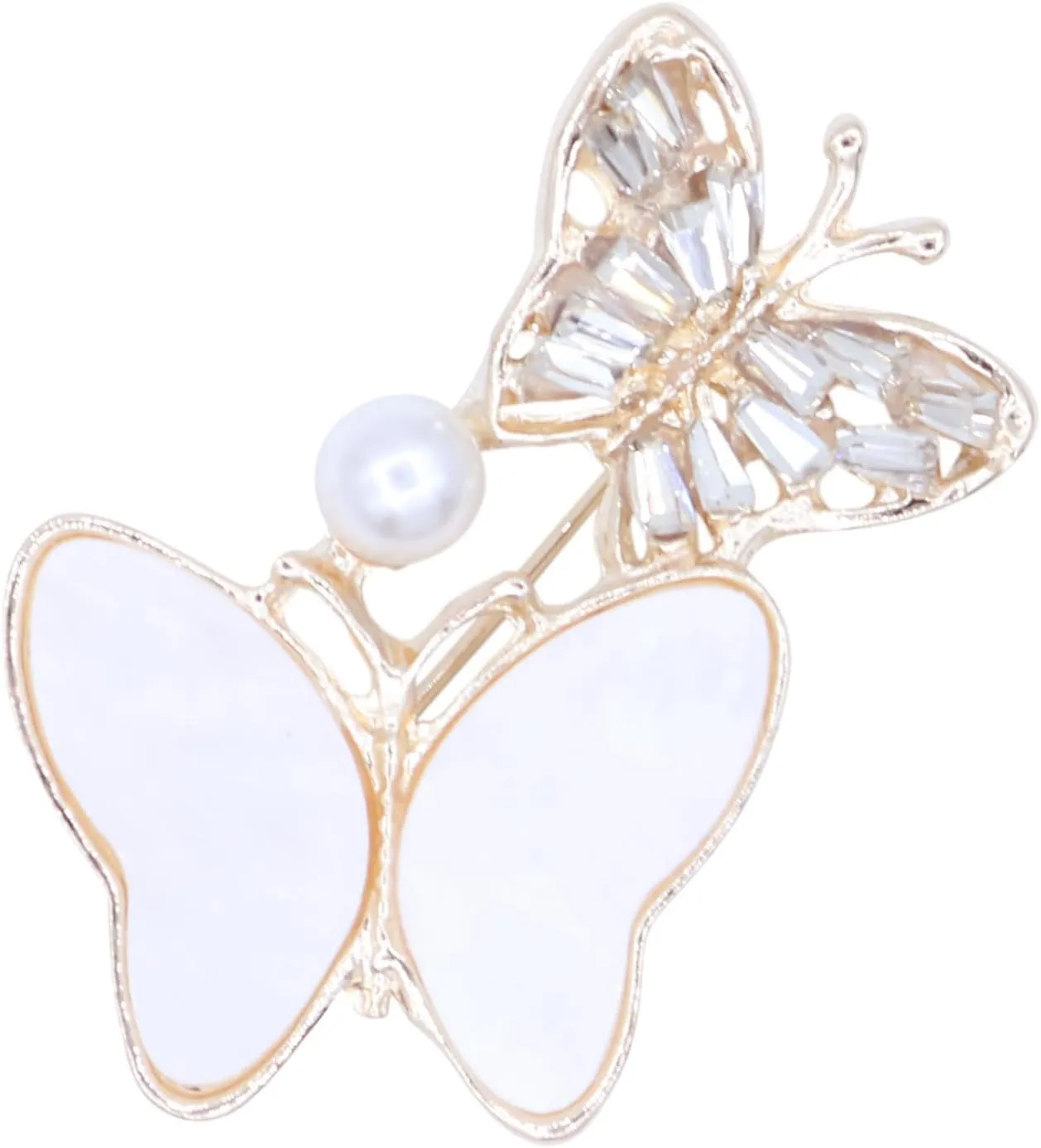Gold Shell Crystal Butterfly Brooches for Womne Elegant Rhinestone Animal Brooch Pins Fashion Jewelry Accessories for Women Gift