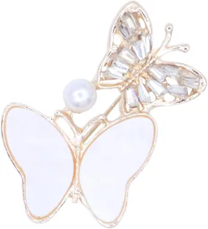 Gold Shell Crystal Butterfly Brooches for Womne Elegant Rhinestone Animal Brooch Pins Fashion Jewelry Accessories for Women Gift