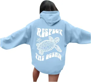 Graphic Crewneck Sweatshirts Women Pullover Ocean Beach Sunset Hoodie - Ocean Beach Hoodie Aesthetic