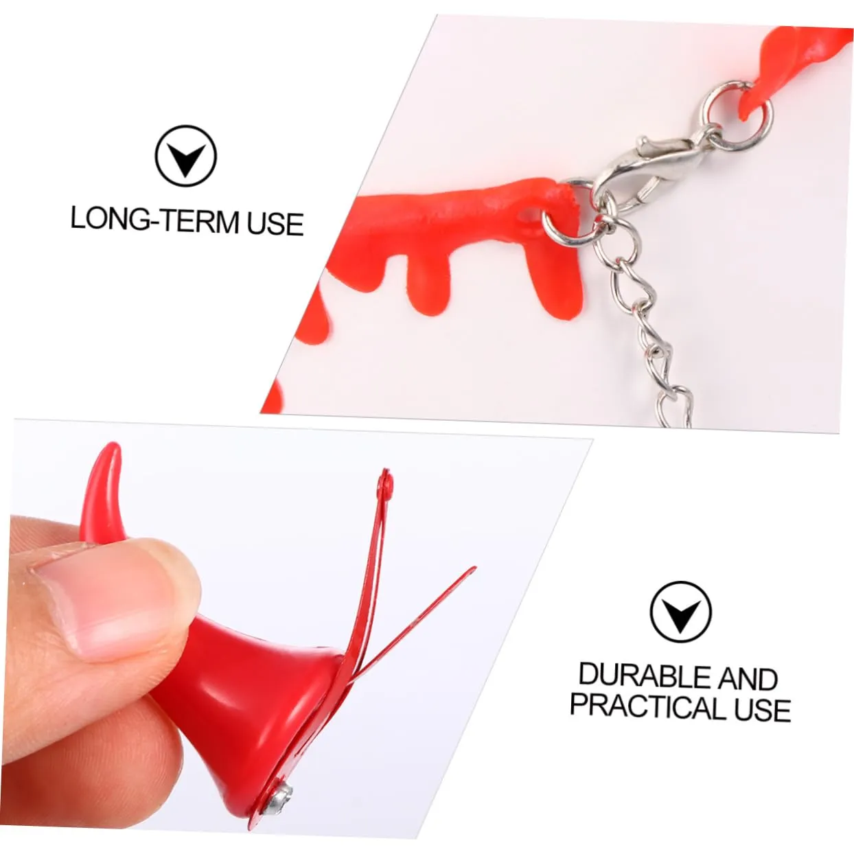Halloween Bloodstain Necklace Set 6pcs Horn Hairpin Hair Accessories One Size Fits All