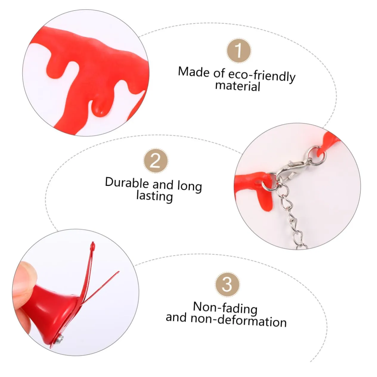 Halloween Bloodstain Necklace Set 6pcs Horn Hairpin Hair Accessories One Size Fits All