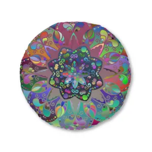 Hand Drawn Mandala Floor Cushion - Colorful Turquoise Background