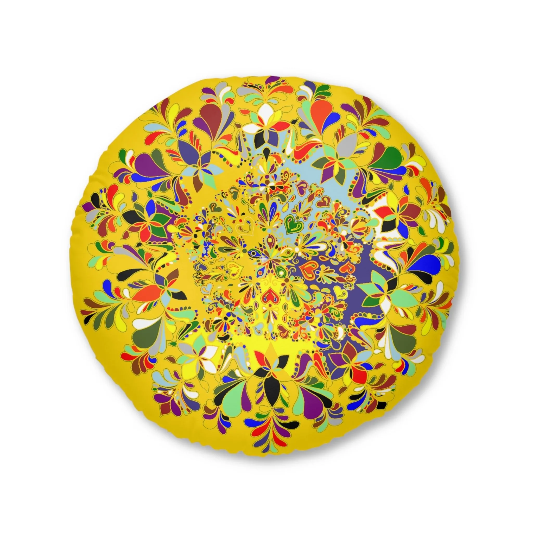 Handmade Mandala Art Tufted Floor Pillow