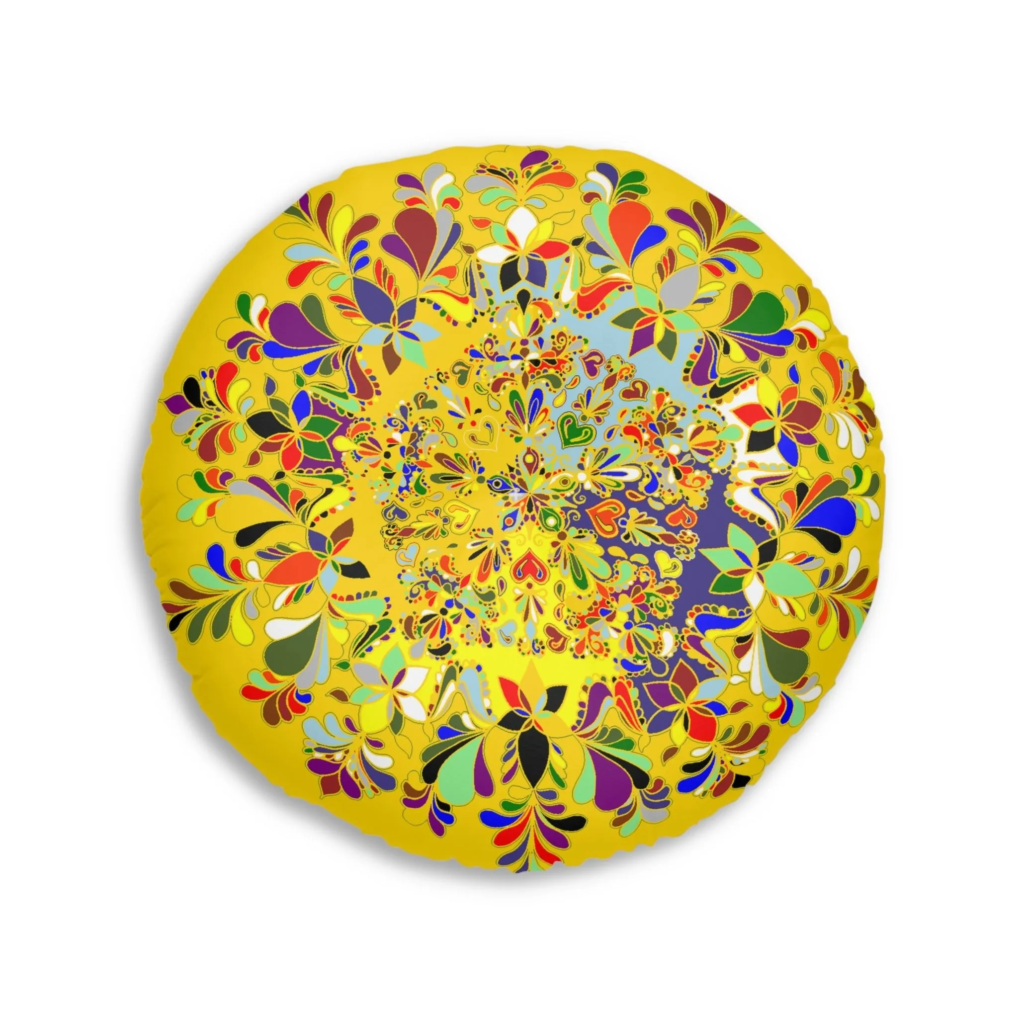 Handmade Mandala Art Tufted Floor Pillow