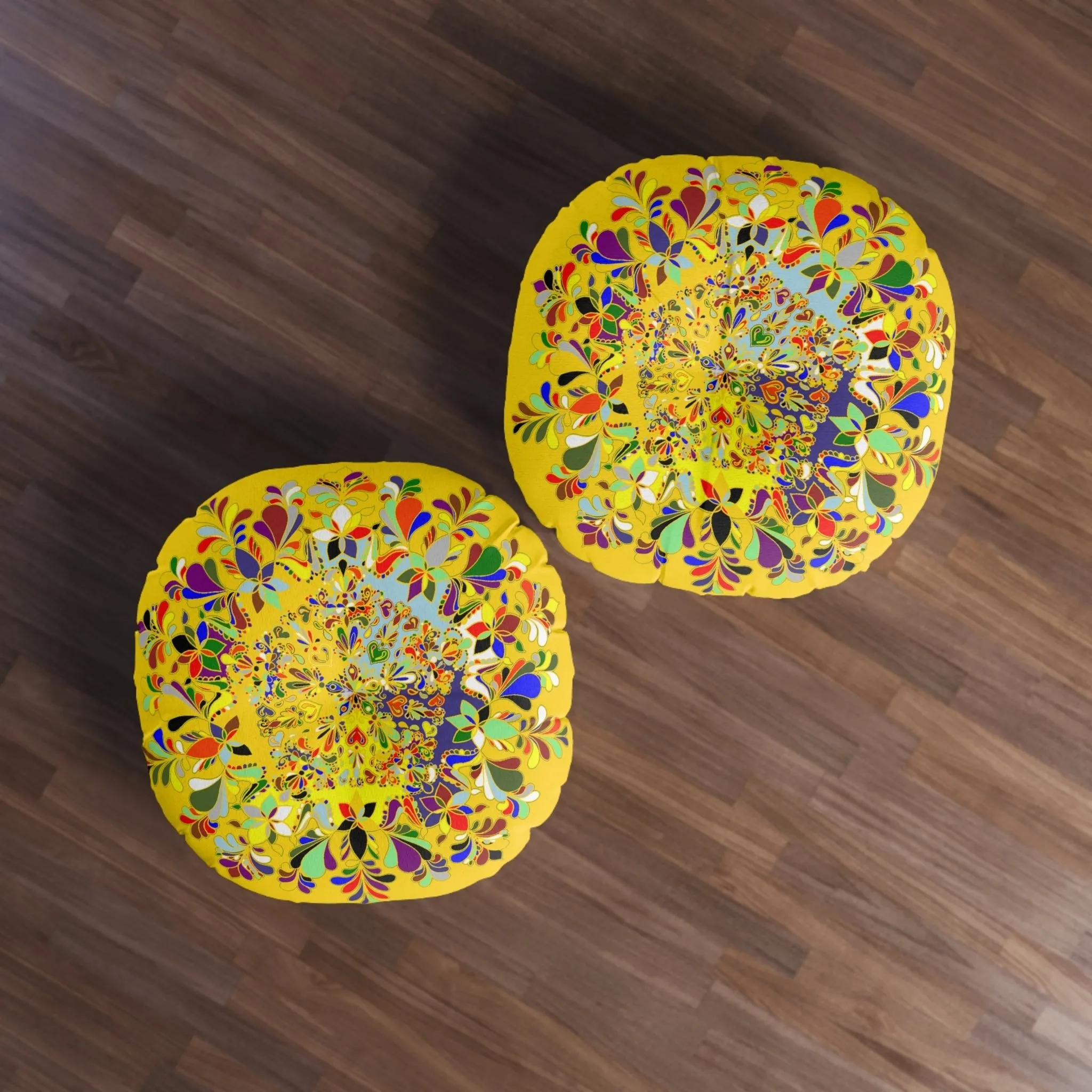 Handmade Mandala Art Tufted Floor Pillow