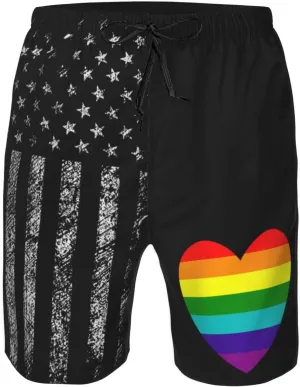 Heart Pride Rainbow LGBTQ Gay Progress Bisexual Men's Shorts Mesh Shorts Men's Mesh Basketball Shorts Mens Gym Shorts