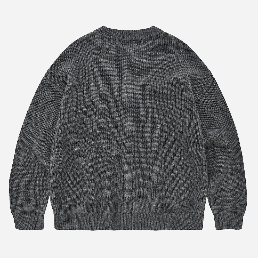 HEAVY WOOL ROUND CARDIGAN - DARY GREY