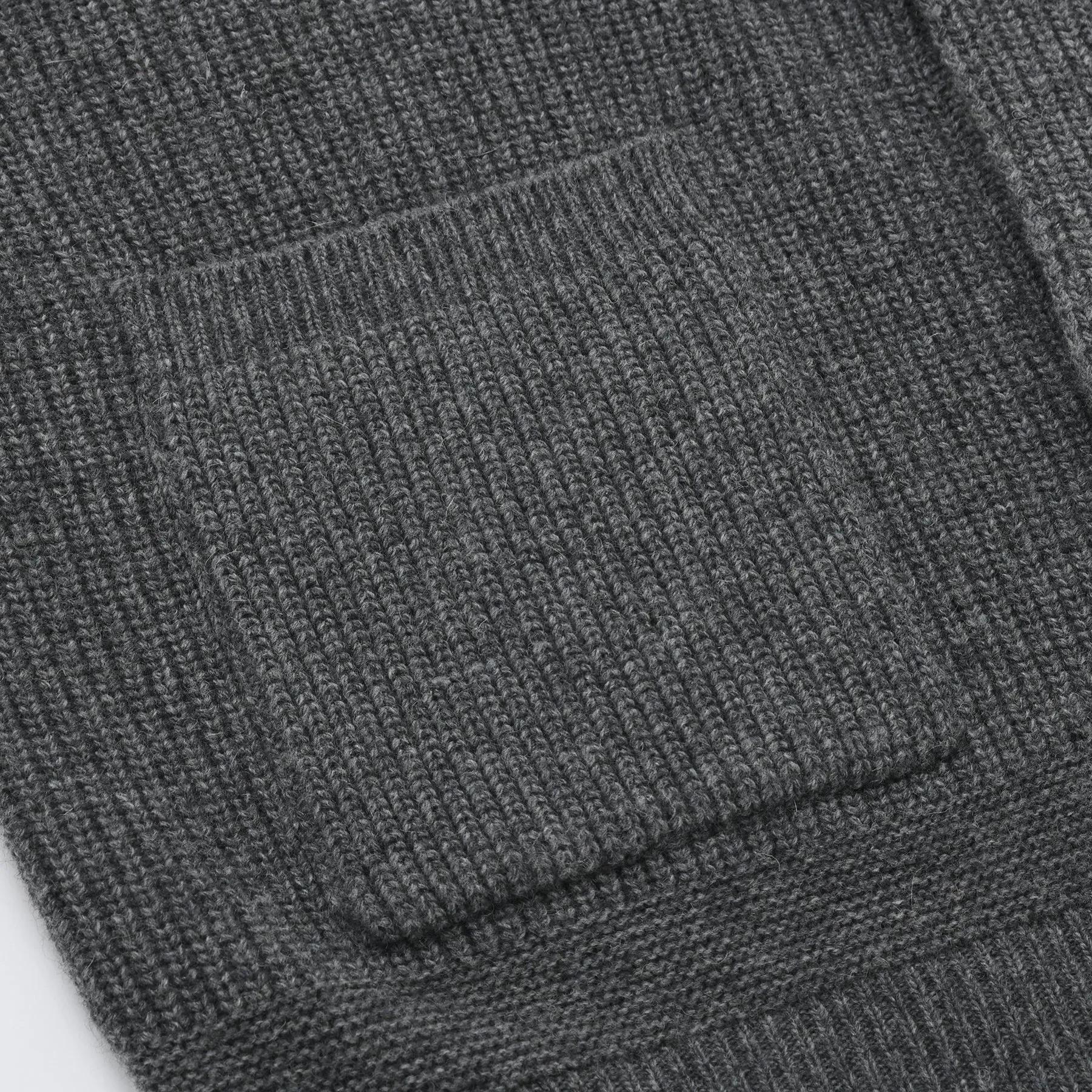 HEAVY WOOL ROUND CARDIGAN - DARY GREY