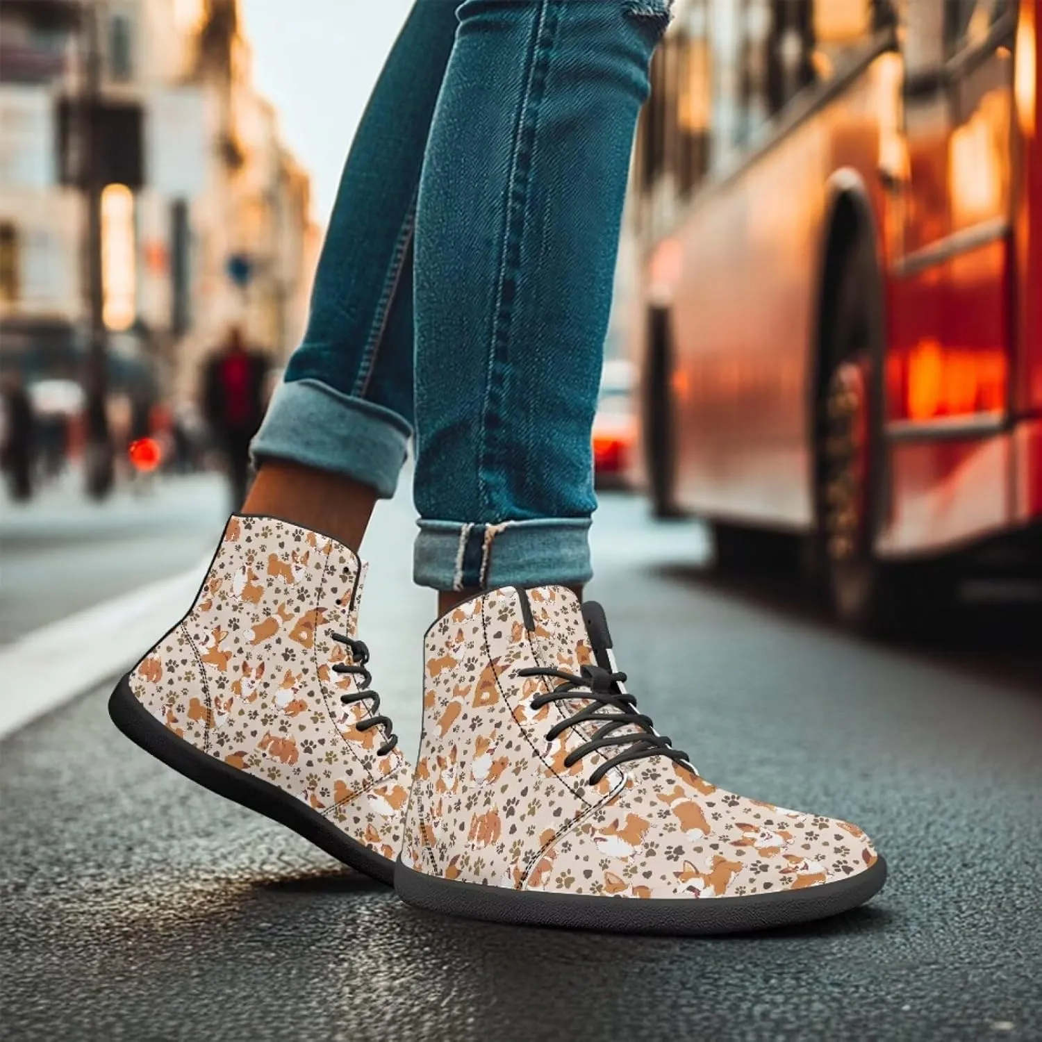 High Top Animal Design Zero-Drop Barefoot Shoes, Wide Toe Shoes for Men - Rubber Sole Running Shoes