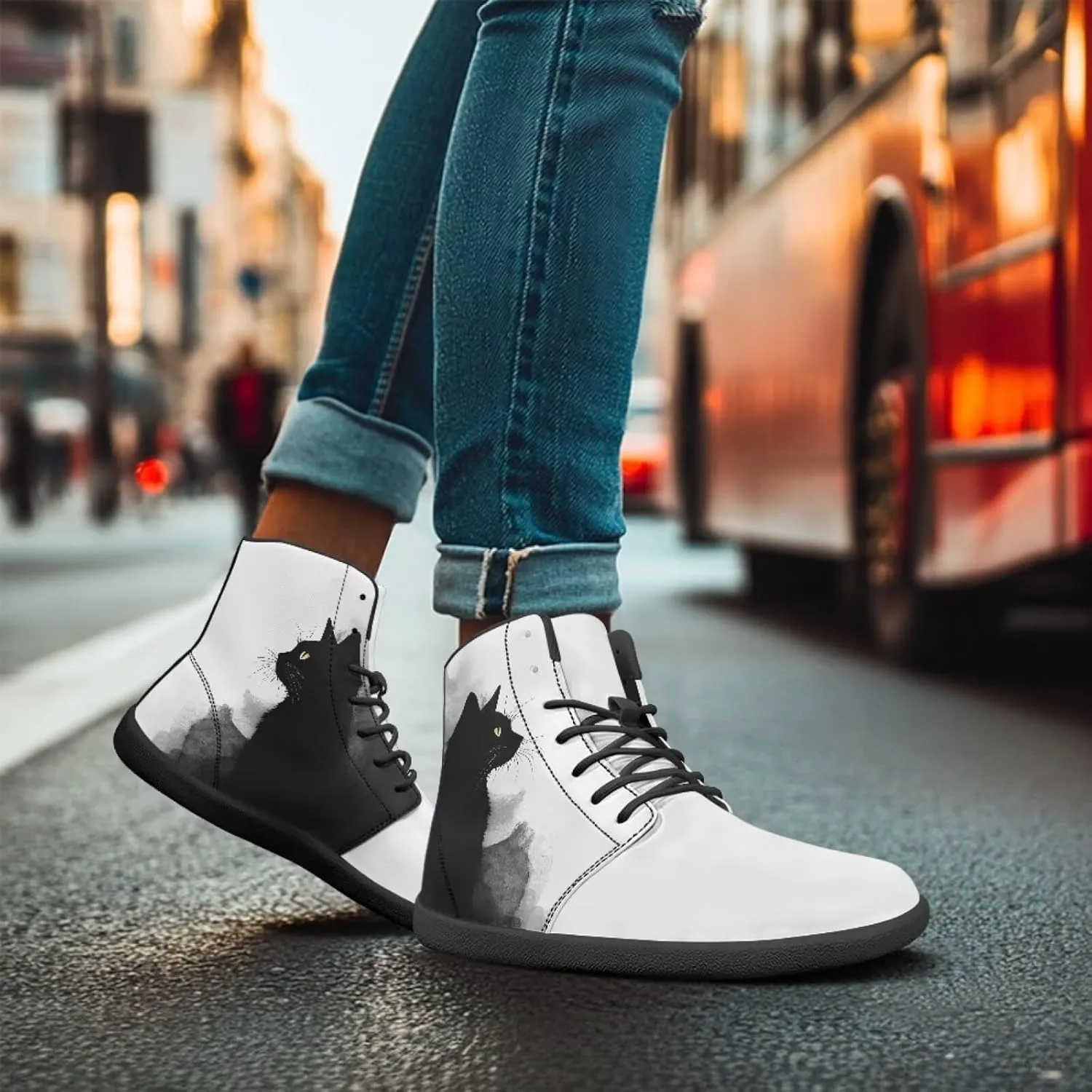 High Top Animal Design Zero-Drop Barefoot Shoes, Wide Toe Shoes for Men - Rubber Sole Running Shoes