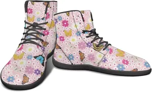 High Top Flower Design Wide Toe Barefoot Shoes for Men - Cross Training Running Shoes with Rubber Sole