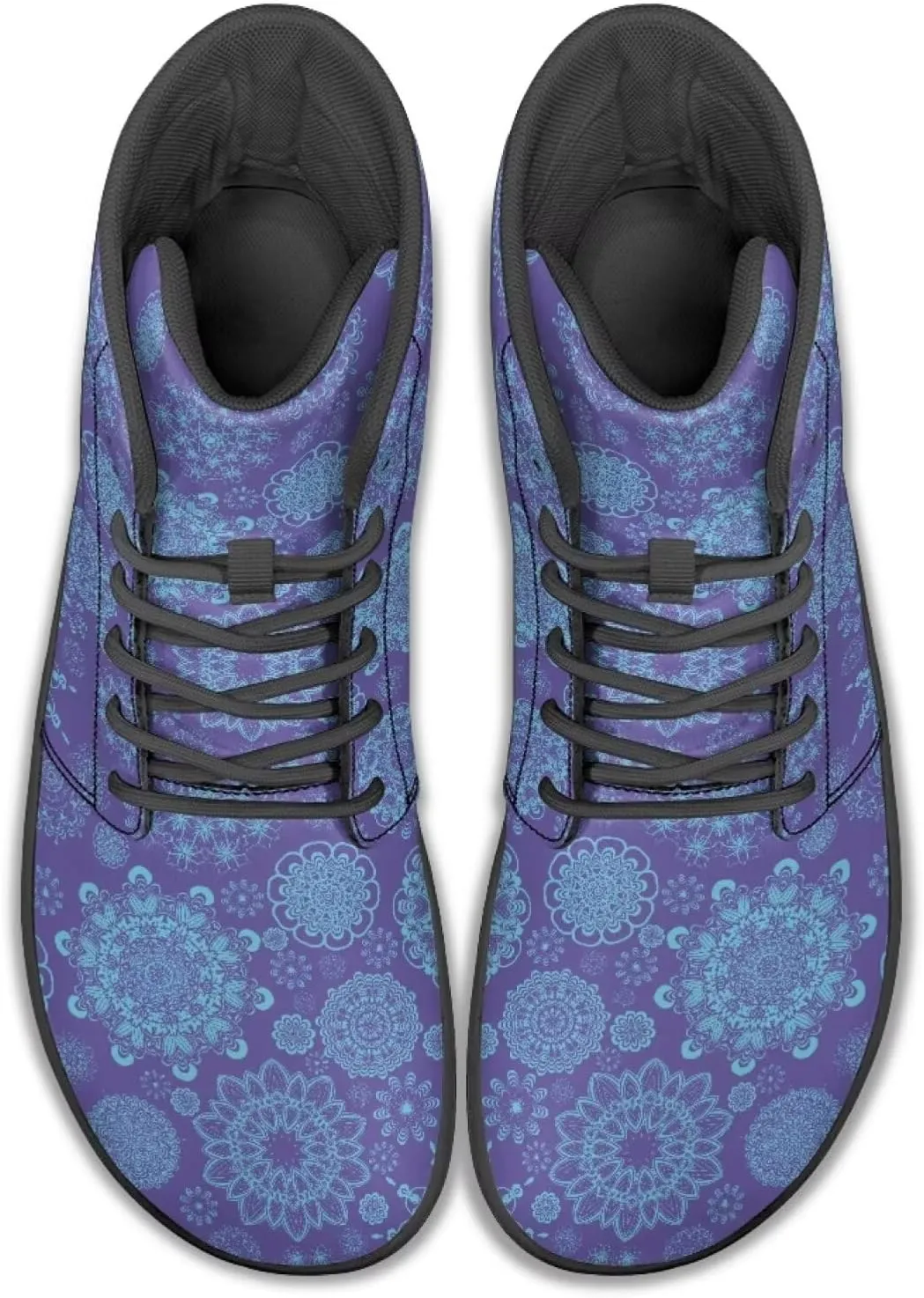 High Top Mandala Print Barefoot Shoes Hike & Walking Rubber Sole Minimalist Running Shoes for Men Zero-Drop Shoes