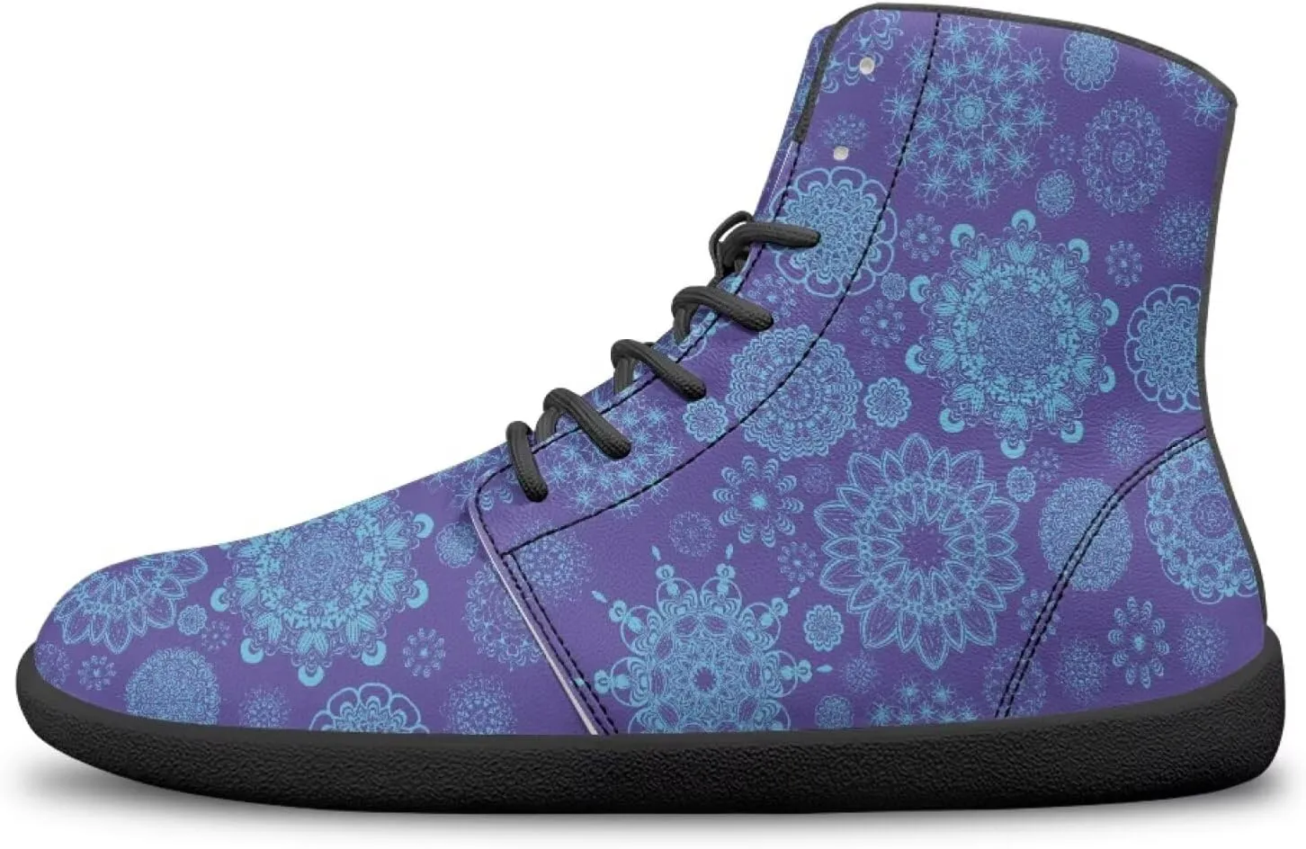 High Top Mandala Print Barefoot Shoes Hike & Walking Rubber Sole Minimalist Running Shoes for Men Zero-Drop Shoes