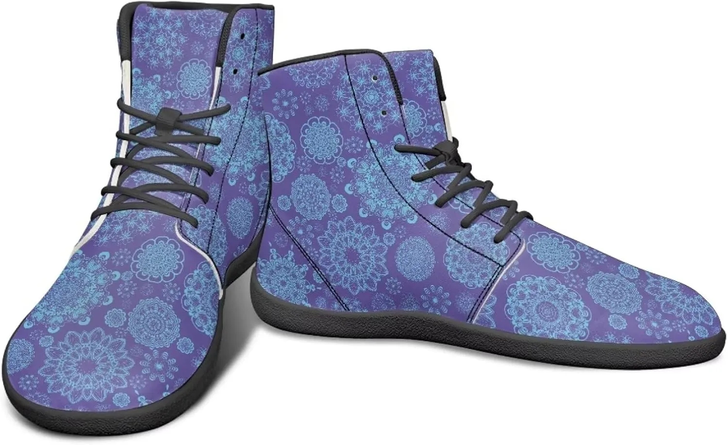 High Top Mandala Print Barefoot Shoes Hike & Walking Rubber Sole Minimalist Running Shoes for Men Zero-Drop Shoes