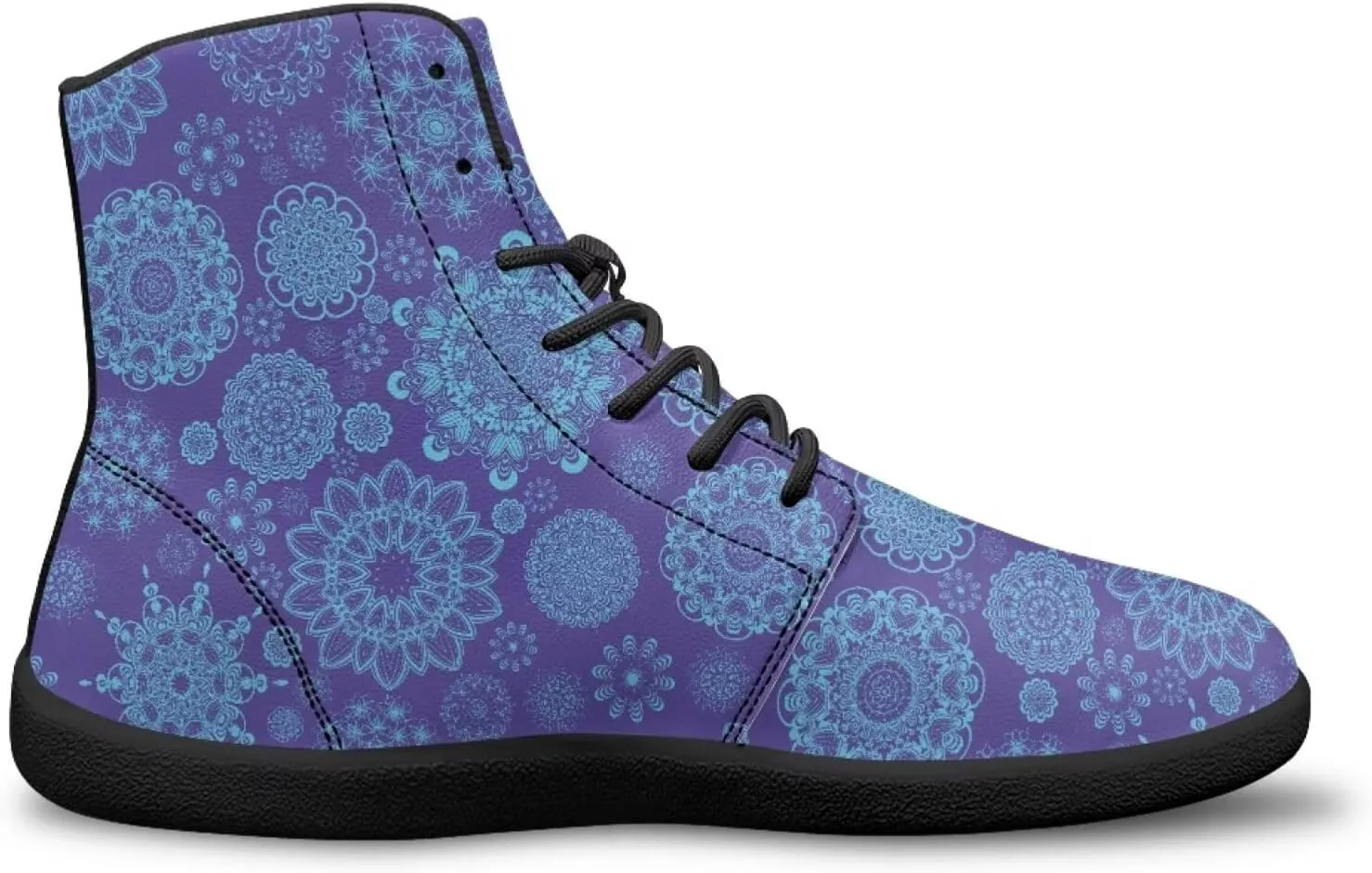 High Top Mandala Print Barefoot Shoes Hike & Walking Rubber Sole Minimalist Running Shoes for Men Zero-Drop Shoes