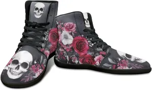 High Top Skull Print Barefoot Shoes for Men - Ultralight Sneakers with Rubber Sole for Travel and Running