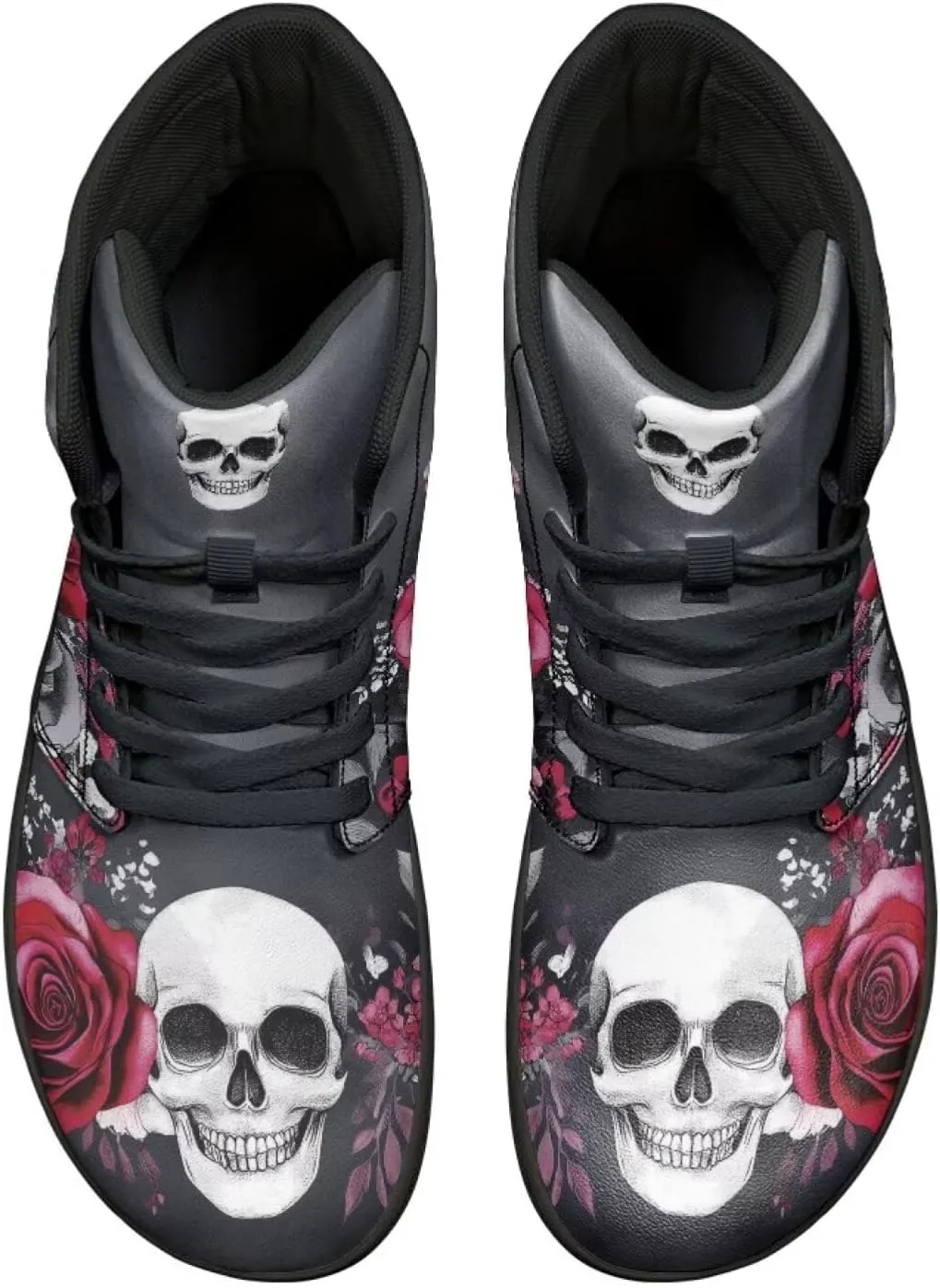 High Top Skull Print Barefoot Shoes for Men - Ultralight Sneakers with Rubber Sole for Travel and Running