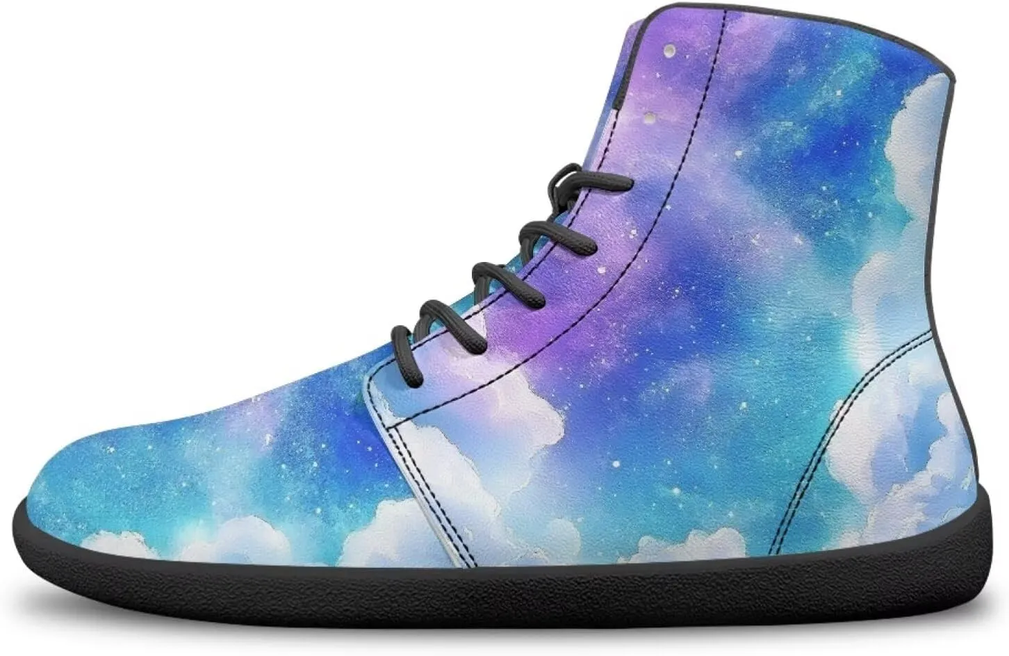 High Top Star Sky Pattern Minimalist Barefoot Shoes for Men Zero-Drop Lightweight Shoes for Running and Walking