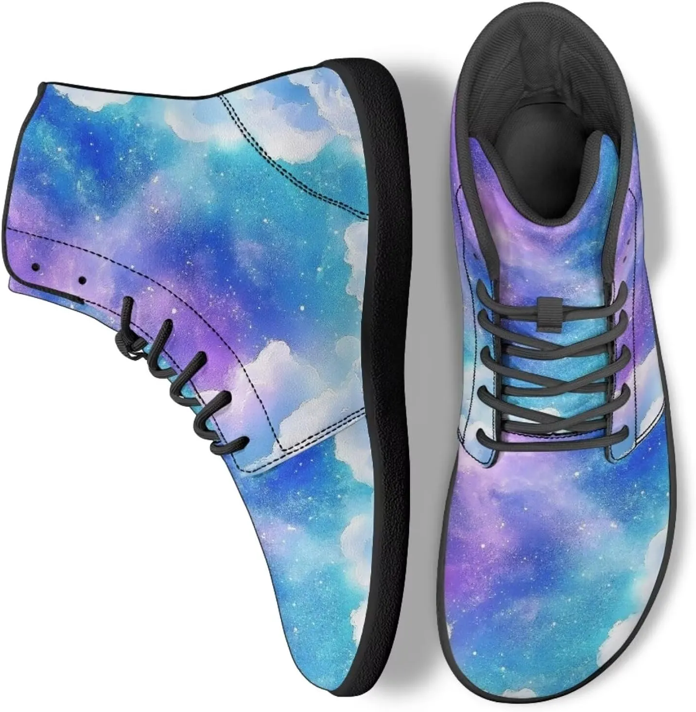 High Top Star Sky Pattern Minimalist Barefoot Shoes for Men Zero-Drop Lightweight Shoes for Running and Walking