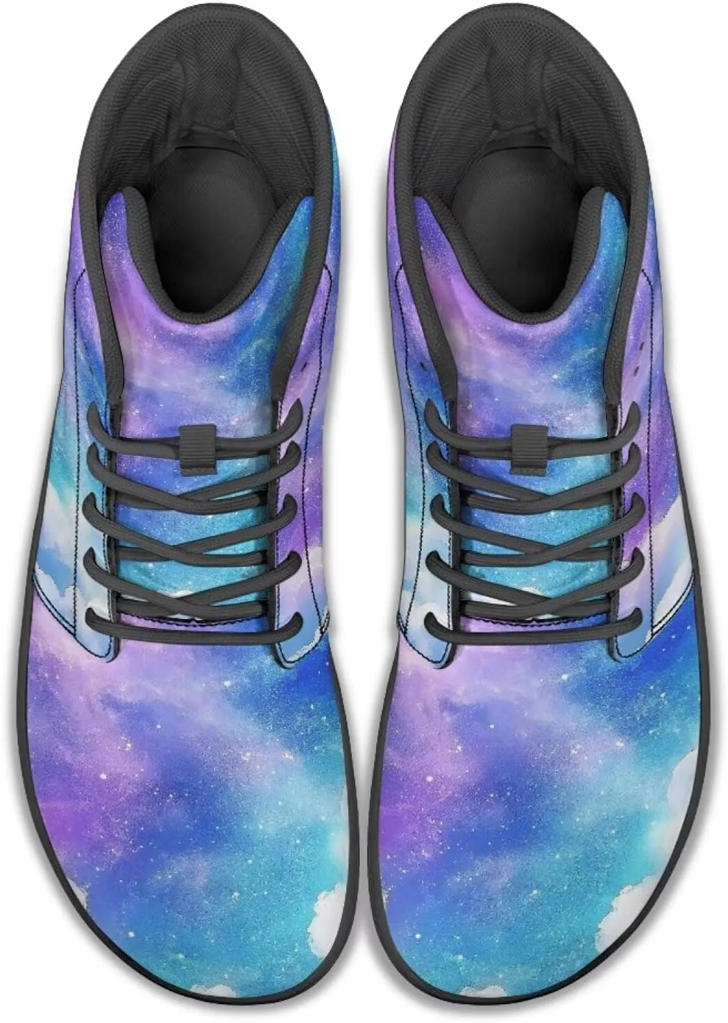 High Top Star Sky Pattern Minimalist Barefoot Shoes for Men Zero-Drop Lightweight Shoes for Running and Walking