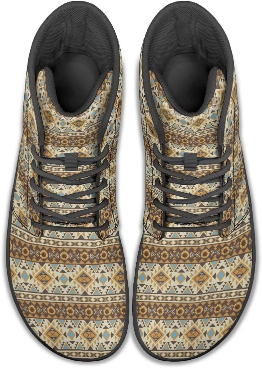 High Top Tribal Ethnic Design Barefoot Running Shoes for Men Grounded Footwear Wide Toe Box Gym Shoes Casual Mens Shoes