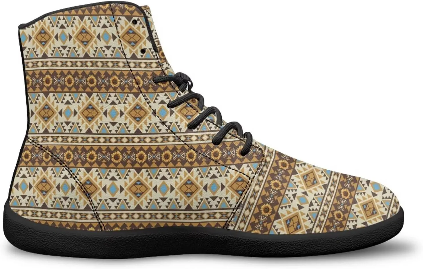High Top Tribal Ethnic Design Barefoot Running Shoes for Men Grounded Footwear Wide Toe Box Gym Shoes Casual Mens Shoes