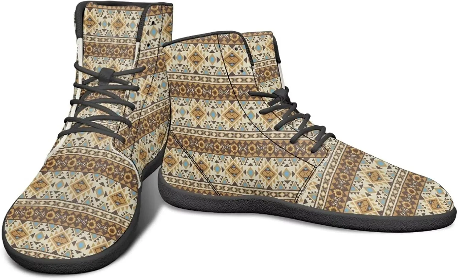 High Top Tribal Ethnic Design Barefoot Running Shoes for Men Grounded Footwear Wide Toe Box Gym Shoes Casual Mens Shoes