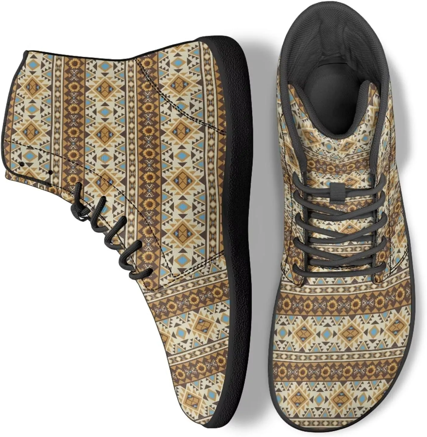 High Top Tribal Ethnic Design Barefoot Running Shoes for Men Grounded Footwear Wide Toe Box Gym Shoes Casual Mens Shoes