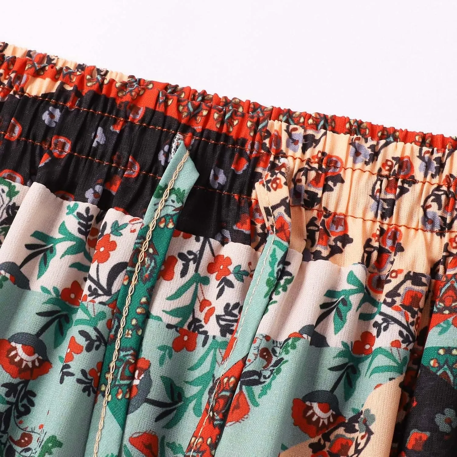 High Waisted Skirts for Women Boho Elastic Waisted Flowy Lightweight Skirt Drawstring Baggy Trendy Skorts with Pockets