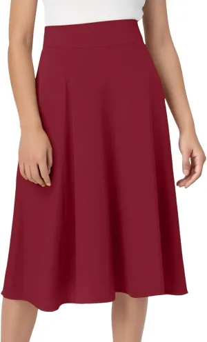 High Waisted Skirts for Women Elastic Waisted Baggy Flowy Casual Skirt Stretchy Soft Comfortable Solid Color Skorts