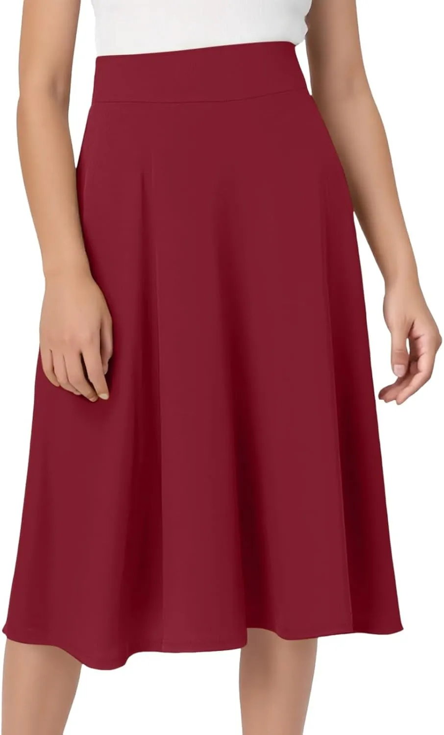 High Waisted Skirts for Women Elastic Waisted Baggy Flowy Casual Skirt Stretchy Soft Comfortable Solid Color Skorts