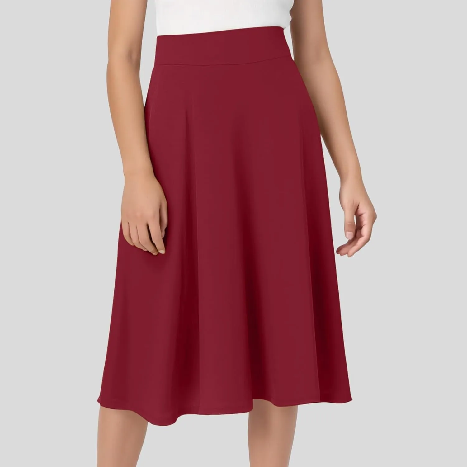 High Waisted Skirts for Women Elastic Waisted Baggy Flowy Casual Skirt Stretchy Soft Comfortable Solid Color Skorts