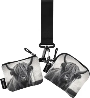 Highland Cow Zip Around Wristlet Wallet for Women Portable Detachable Dual Pocket Keychain Wallet Wrist Wallet