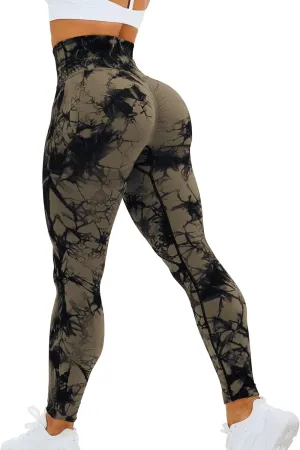 HIGORUN Tie Dye Workout Seamless Leggings for Women High Waist Gym Leggings Yoga Pants
